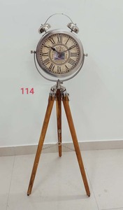 Gỗ Nâu hậu hiện đại nghệ thuật Deco Tripod sàn Đồng hồ thạch anh Analog nhà văn phòng trang trí nội thất - Product Image 3