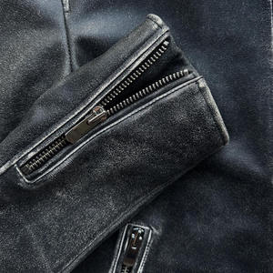 <span class=keywords><strong>Bomber</strong></span> invernale da <span class=keywords><strong>uomo</strong></span> con Logo ricamato personalizzato in vera <span class=keywords><strong>pelle</strong></span> con colletto rovesciato in lana stile Street lettere spesse - Product Image 2