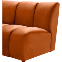 Canapé banquette incurvé en velours orange avec design capitonné pour bar, boîte de nuit, hôtel, restaurant, mobilier commercial