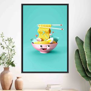 Printed <b>Canvas</b>: Cute Noodle Pop Art Modern Wall Decor <b>for</b> Kitchen,BLACK <b>FRAMED</b> <b>CANVAS</b> - Product Image 1