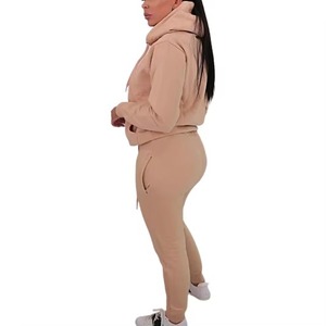 2025 mujeres 100% algodón polar 420gsm chándal ropa mujer mejor talla grande ropa chándal mujer 2 piezas conjunto chándal - Product Image 3