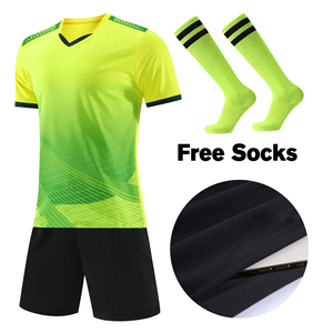 High Quality Men Soccer Uniform Customized Logo on Front V-Neck Shirt Short sleeves With Contrast Shorts OEM - Product Image 6