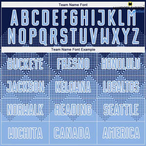 Uniforme de Fútbol Personalizado Premium para Equipos Deportivos, Color Azul Marino Claro y Blanco, Sublimado, Transpirable, de Manga Corta - Product Image 2