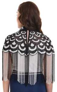 Luxurious Hand <b>Beaded</b> Sequined <b>Fringed</b> Evening Party Dress Multi-Wearable chiffon Cape for Club Wear - Product Image 2