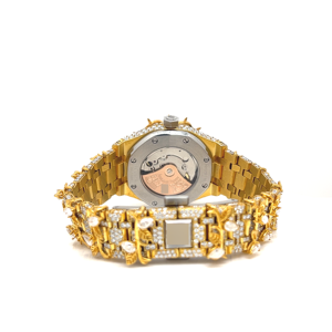 Brillante corte de pera VVS claridad Moissanite diamantes totalmente helado Hip Hop moda lujo Acero inoxidable banda Ronda movimiento reloj - Product Image 3