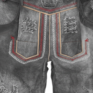 Lederhosen pour hommes, brodés, taille mi-haute, en daim, style bavarois, pour l'Oktoberfest - Product Image 4
