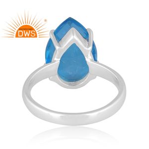 Meilleure vente Doublet en argent sterling fin Topaze bleue suisse Bague empilable en quartz Bijoux personnalisés pour femmes Cadeau pour elle - Product Image 4