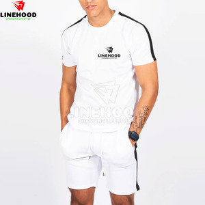 ชุดเสื้อยืดกางเกงขาสั้นแฟชั่นสีพื้นสำหรับผู้ชายชุดกางเกงขาสั้นระบายอากาศได้ดีสำหรับผู้ใหญ่ฤดูร้อน - Product Image 1