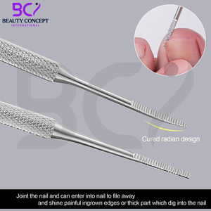 2 Pieces <b>Nail</b> File and Lifter With Storage <b>Case</b>, Stainless Steel Double Sided Grade <b>Nail</b> Cleaner Tool Cuticle Pushers - Product Image 5
