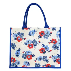 Wholesale Plain Custom Printed Design Large Natural Eco Friendly Burlap Jute Shopping Tote Beach Bag With Logos From Bangladesh