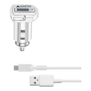 Kit de Cargador Rápido Adaptativo USB Tipo-C de 15W, Adaptador de Batería con Mosquetón Plateado y Blanco para Carga Rápida y Conveniente CBRSMKIT15WTYCW - Product Image 1