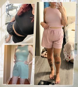 Ensemble de sport deux pièces tricoté pour femme, soutien-gorge de yoga et short, style club sexy floral, été, haut court sans manches uni, collection 2026 - Product Image 4