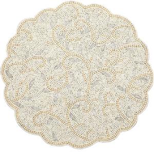 Wholesale Custom <b>Glass</b> <b>Placemat</b> Flower Shaped With Gold Crystal Indoor Outdoor Centre Dining Table Decorative Mat for Home - Product Image 2