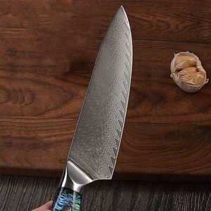 มีดเชฟดามัสกัสพร้อมด้ามจับเรซินใบมีดเหล็กคาร์บอนสำหรับห้องครัวบริการ OEM ODM ออกแบบได้ตามต้องการ - Product Image 5