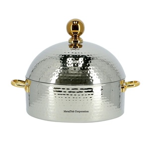 Casserole de luxe à isolation thermique en acier inoxydable avec dôme doré Plat de service aux couleurs personnalisées Fournitures de vaisselle d'hôtel - Product Image 3
