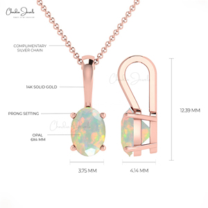 Joyería fina de oro macizo de 14K, diseños populares, collar con colgante de ópalo de fuego etíope Natural, colgante de piedras preciosas naturales en forma ovalada - Product Image 4