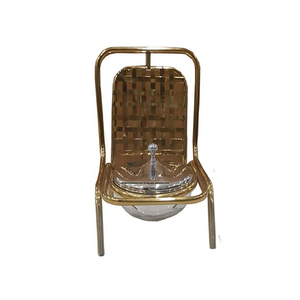 จานเสิร์ฟอาหารทรงเก้าอี้ทองเหลืองชุบทองสำหรับโรงแรมที่อุ่นอาหารแบบดั้งเดิมขายส่ง - Product Image 1