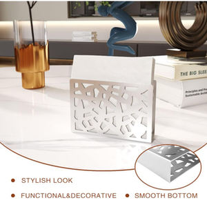 ชั้นวางผ้าเช็ดปากแบบแบนเรียบหรูหราทันสมัยสีเงินดีไซน์ตัดด้วยเลเซอร์อุปกรณ์ตกแต่งโต๊ะรับประทานอาหาร - Product Image 3