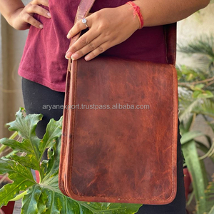 Bolso de mano Vintage de cuero de cabra, bolsa de hombro de 9x11 pulgadas, marrón, marroquí - Product Image 2