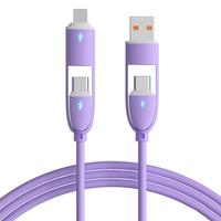 Câble de charge USB multifonction 4 en 1 de haute qualité 100W, câble de données universel en silicone 1M pour téléphones mobiles