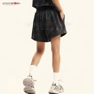 Shorts délavés à l'acide pour femmes avec ourlet roulé et coupe décontractée pour les femmes de voyage Shorts délavés à l'acide pour l'été - Product Image 5