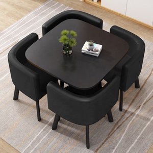Juego de Mesa <span class=keywords><strong>y</strong></span> Sillas de Diseño Moderno <span class=keywords><strong>y</strong></span> Económico para <span class=keywords><strong>Restaurante</strong></span>, Mesa de Tablero MDF con Estructura Metálica, Juego de Mesa <span class=keywords><strong>y</strong></span> Sillas para Cafetería - Product Image 3