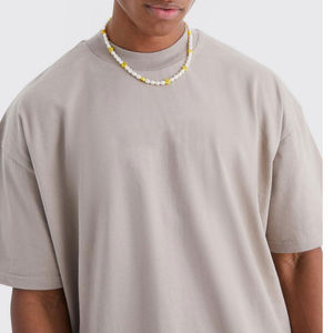 T-shirt surdimensionné du fabricant pour hommes Boxy Fit 100% coton et fibre de bambou anti-rides col rond avec coutures contrastées - Product Image 6