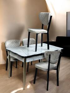 Ensemble de table à manger multicolore de haute qualité pour petits appartements Design en verre moderne Vente en gros en usine directe pour meubles de maison - Product Image 2