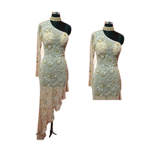 ชุดราตรีปักลูกปัดแขนกุดชุดแฟนซีเข้ารูป - Product Image 5