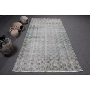 พรมตุรกีโบราณ ขนาด 4.5x8.7 ฟุต พรมสีเทาทำจากขนสัตว์แท้ - Product Image 1