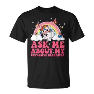 Camiseta para Adultos con Diseño de Humor Inapropiado 'Pídelo a Mí por Mi Diarrea Explosiva', Cuello Redondo, Manga Corta, Unisex, Impresión Digital - Product Image 1
