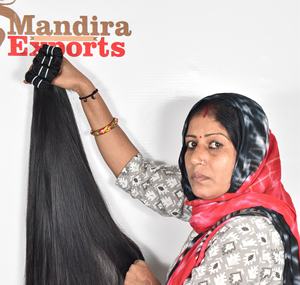 100% naturel vierge indien Temple Extensions de cheveux humains couleur noire droite cuticule alignée Style Remy cheveux humains - Product Image 5