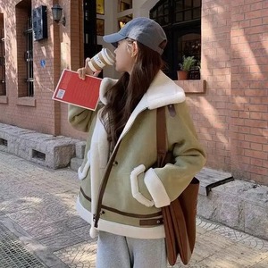 Hiver Nouveau Style Version Coréenne Loose Fit Faux Fur Jacket for Women Chamois Leather Fleece Motorcycle Clothing Overcoat - Product Image 3