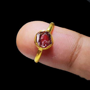 Raw Garnet Birthstone <b>Ring</b> Gold Vermeil Gemstone <b>Ring</b> Collate <b>Set</b> Stone Fine Jewelry for Women Jewelry Making Supplies - Product Image 1