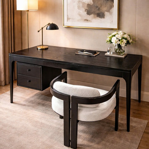Bureau de travail moderne en noyer de 140 cm, bureau d'ordinateur minimaliste en bois, bureau de travail à domicile, table d'étude - Product Image 6