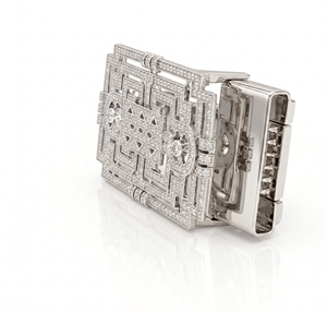 Luxury Art Deco Diamond Belt Buckle Gold Plated Geometric <b>Labyrinth</b> Men's High End <b>Jewelry</b> Natural and Lab Grown Diamonds - Product Image 4