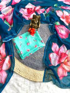 Soft Pure Georgette Handwork Sarees Trending Bollywood Pakistani Styles para Summer Party Wear Heavy Material Model Banarasi - Product Image 5