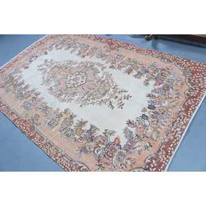 Tapis de 5,5 x 8,5 pieds, tapis turc vintage, tapis uni brun - Product Image 4