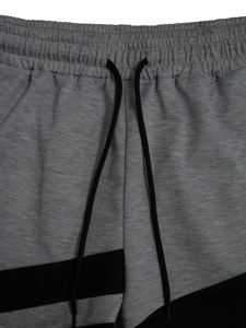 OEM/ODM Venta caliente 100% algodón French Terry Contraste Cordón Color Block pantalones cortos para hombres Custom Screen Printed Logo Shorts - Product Image 3