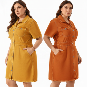 เดรสยีนส์ผู้หญิงไซส์ใหญ่ ความยาวระดับเข่า พร้อมบริการสั่งตัดไซส์และสีพิมพ์ลายตามต้องการ พร้อมตัวเลือกแบบซักฟอก - Product Image 3