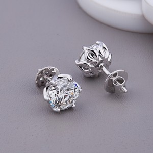 Pendientes de Diamante Cultivado en Laboratorio con Certificación IGI, Corte Brillante, Forma de Bola, Plata de Ley 925, Lujosos, para Compromiso, Boda, Fiesta - Product Image 2