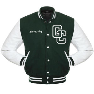 Chaqueta negra Letterman Varsity para hombre con mangas de cuero dorado hecha de 100% chaqueta de lana genuina para hombre de GLOVES City - Product Image 6