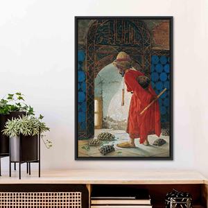 Décoration murale Osman Hamdi : Toile imprimée à plat représentant The Tortoise Trainer, encadrée en noir - Product Image 1
