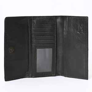 Cartera de piel auténtica Bohemia Occidental con decoración de borlas, la mejor cartera triple de piel a mano al mejor precio - Product Image 4