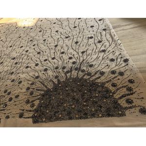 Export Quality Soft Cotton <b>Beaded</b> <b>Fabric</b> with 3D Floral Applique for Wedding Gowns Sarees and Kaftans Available for Export Price - Product Image 1