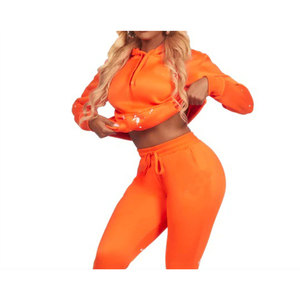 Acheter Winter Fleece Sweat Pant and Crop Hoodie Set Tracksuit Women Two Piece Pants Jogging Jogger ensembles pour femmes - Product Image 3