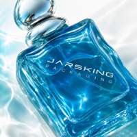 Flacon de parfum en verre ondulé 100 ml : Bocal à parfum effet vague d'eau avec bouchon boule argenté pour fragrance marine, marque privée, vente en gros