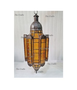 Lanterne suspendue de qualité supérieure, lanterne suspendue en métal et en verre faite à la main pour la décoration de la maison et des hôtels - Product Image 2