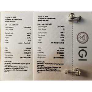 Boucles d'oreilles en or blanc 14 carats certifiées IGI avec diamant de laboratoire de 2 carats D VVS2 et fermoir à pression - Product Image 5
