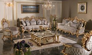 ชุดโซฟาไม้มะฮอกกานีแบบทันสมัยหรูหรากลางศตวรรษพร้อมเบาะแกะสลักด้วยมือโต๊ะกลางโค้งสำหรับห้องนั่งเล่นโรงแรมและวิลล่า - Product Image 4